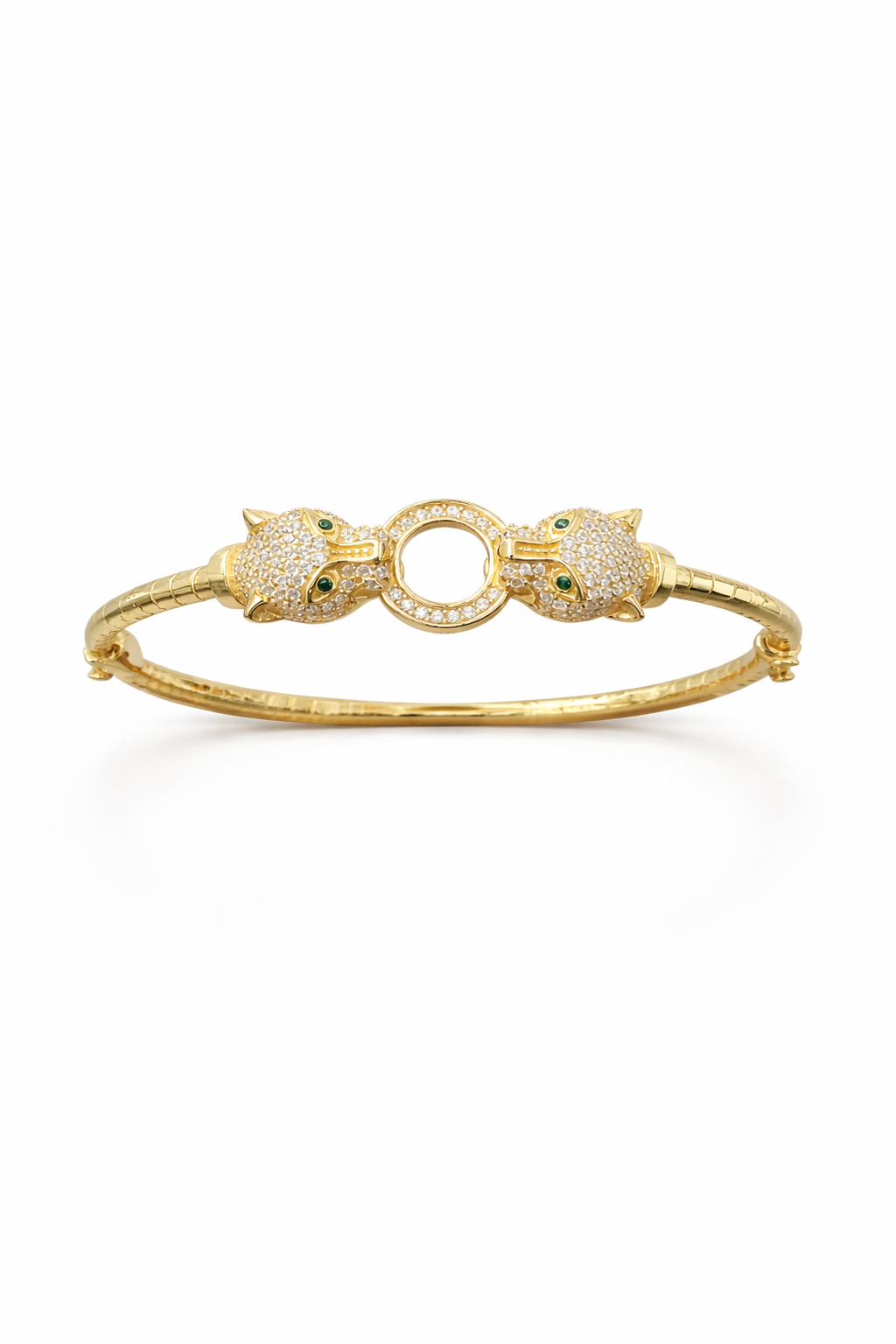 10KT CZ TWO TIGER BANGLE Size 3MM Weight 11.3GR
