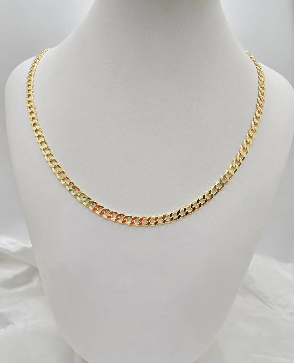 10KT HOLLOW CUBAN CURB FLAT CHAIN Size 18INCH 5.5MM Weight 8.3GR