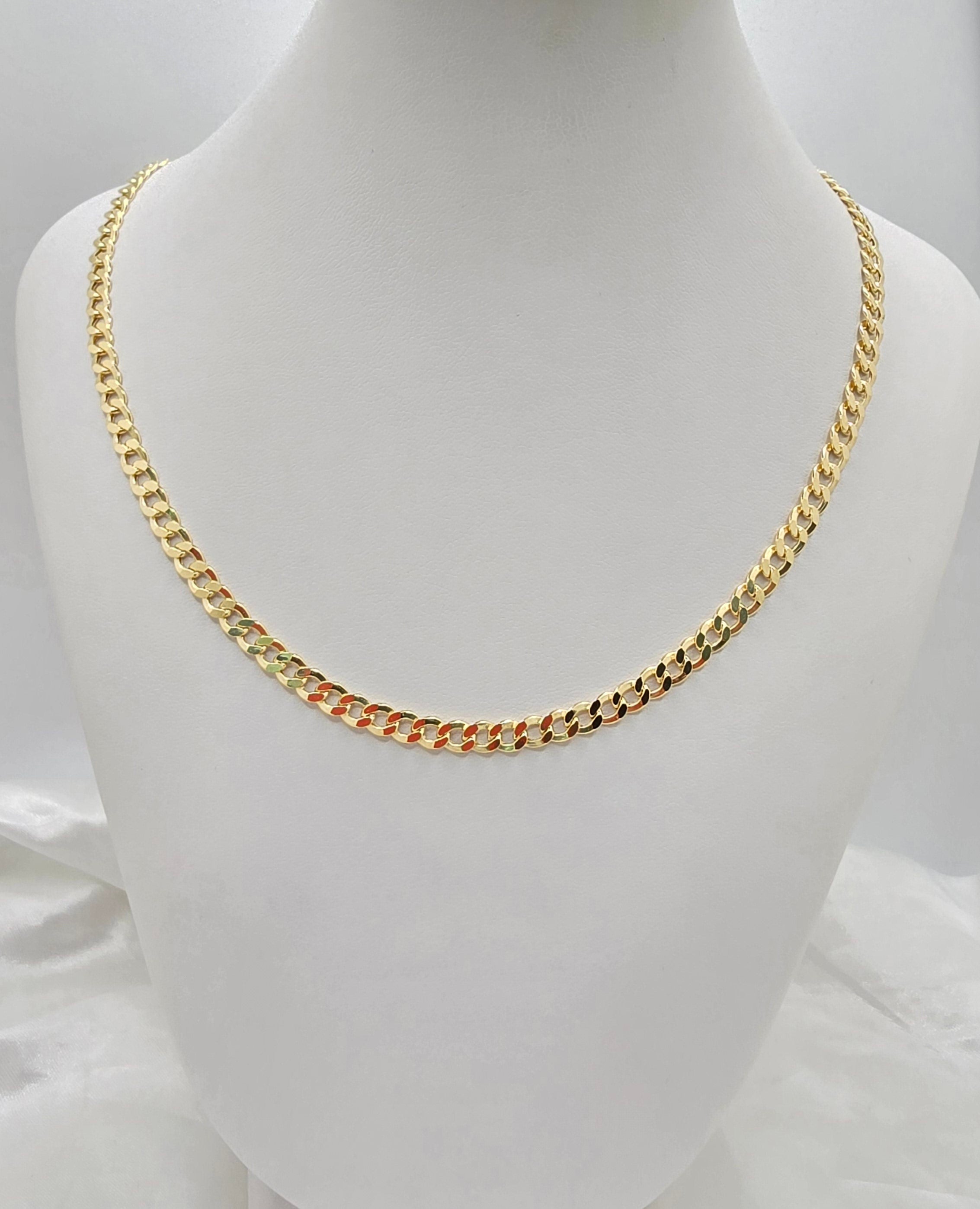 10KT HOLLOW CUBAN CURB FLAT CHAIN Size 18INCH 5.5MM Weight 8.3GR