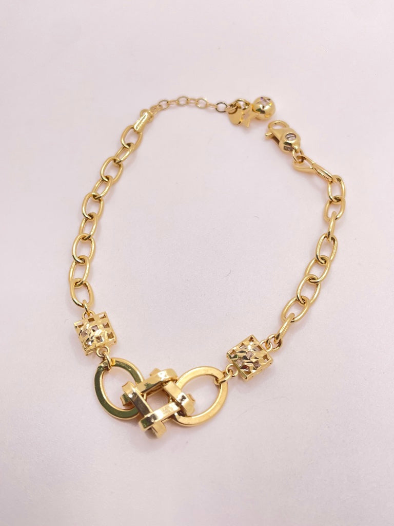 14KT DELICATE BRACELET WITH SQUARES Size 8INCH Weight 5.9GR