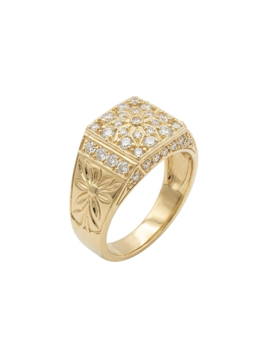 10KT EXTRA SMALL SQUARE ROSETTA RING Size 11-11.5 Weigth 3.1GR