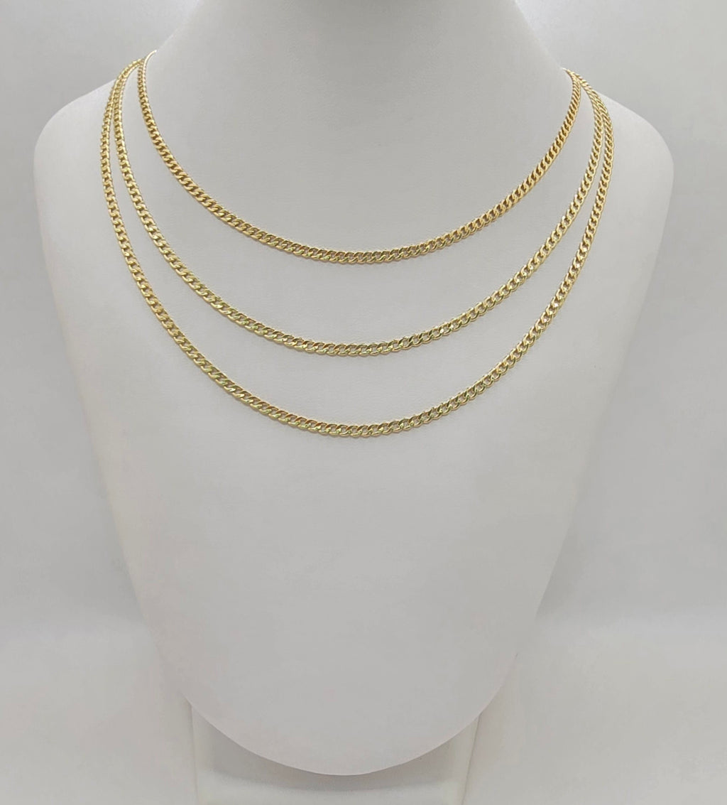 10KT HOLLOW CUBAN CURB FLAT CHAIN Size 2MM 18INCH Weight 1.5GR