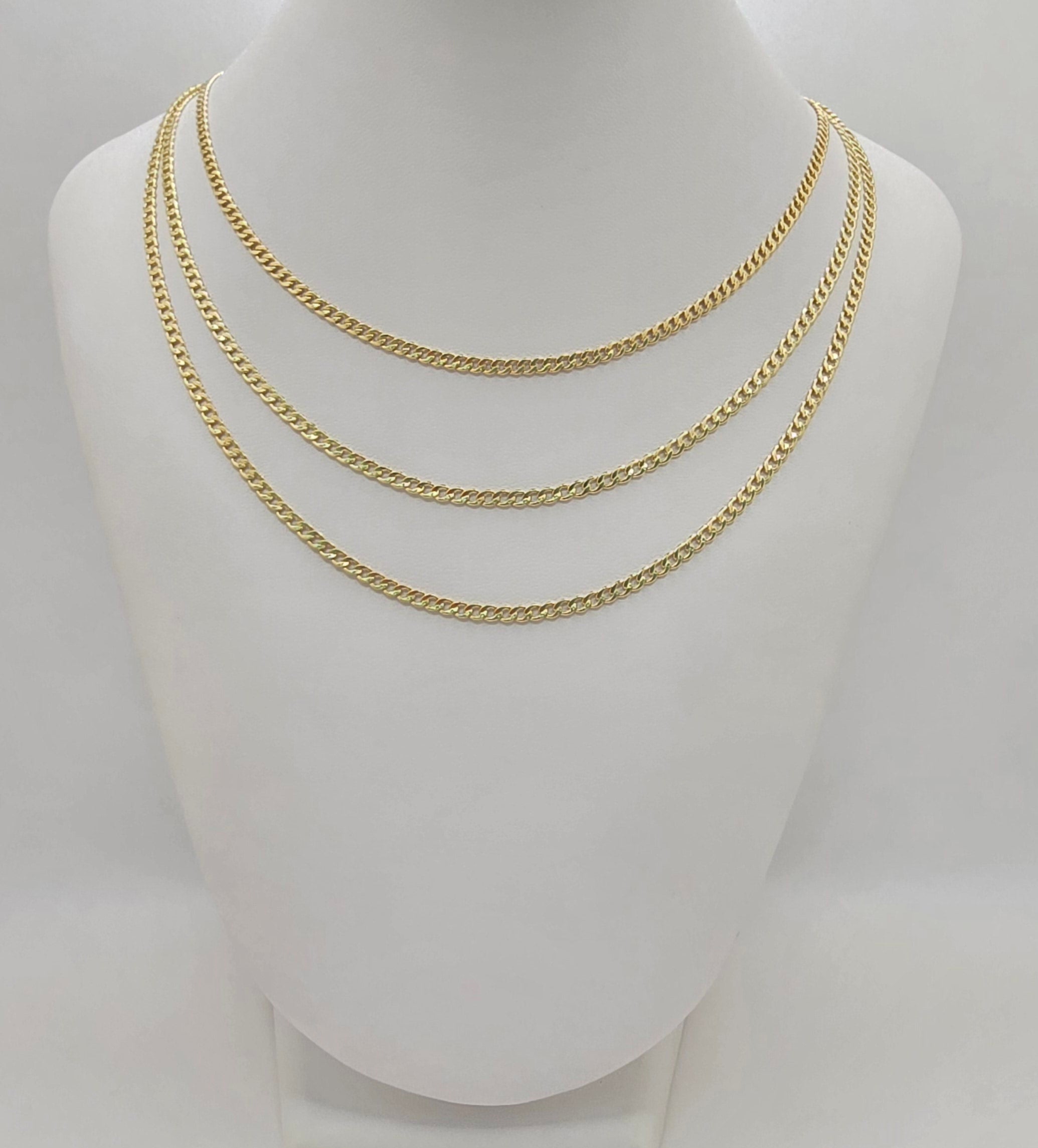 10KT HOLLOW CUBAN CURB FLAT CHAIN Size 18INCH 2MM Weight 1.9GR