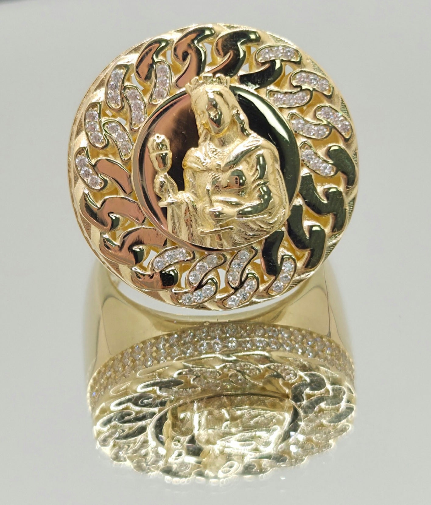 10KT CHAIN DETAIL ROUND SANTA BARBARA RING Size 12 Weight 12.7GR