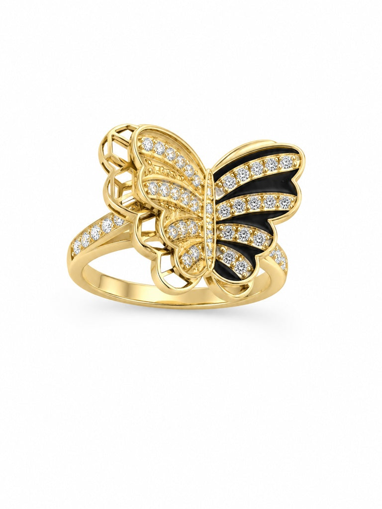 10K PUFFY CZ BUTTERFLY RING Size 8