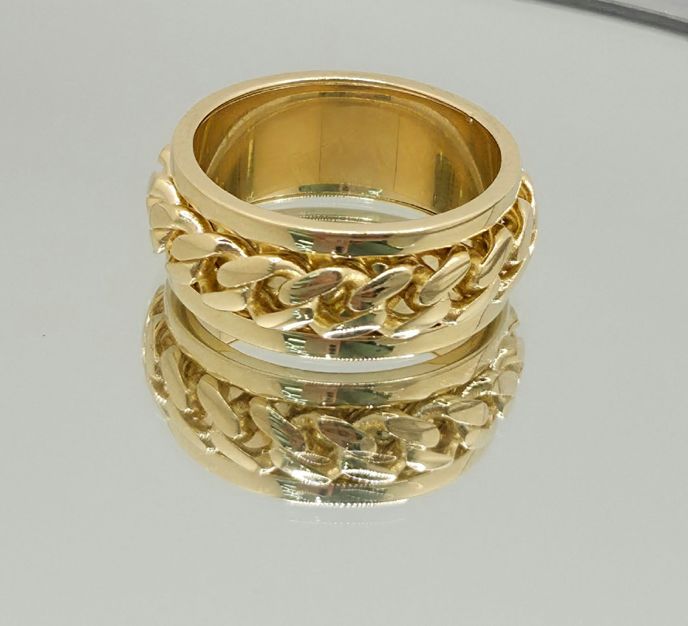 10KT CHAIN DESIGN SPINNING RING Size 12.5 Weight 13GR