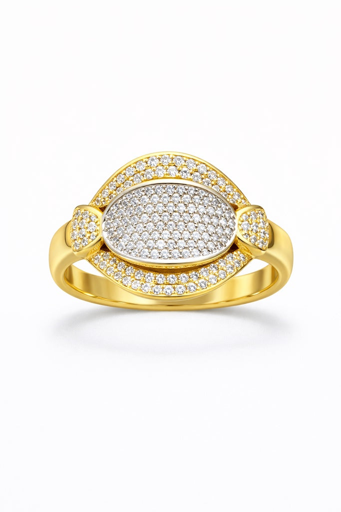 14KT MODERN CZ RING Size 8 Weight 3.4GR