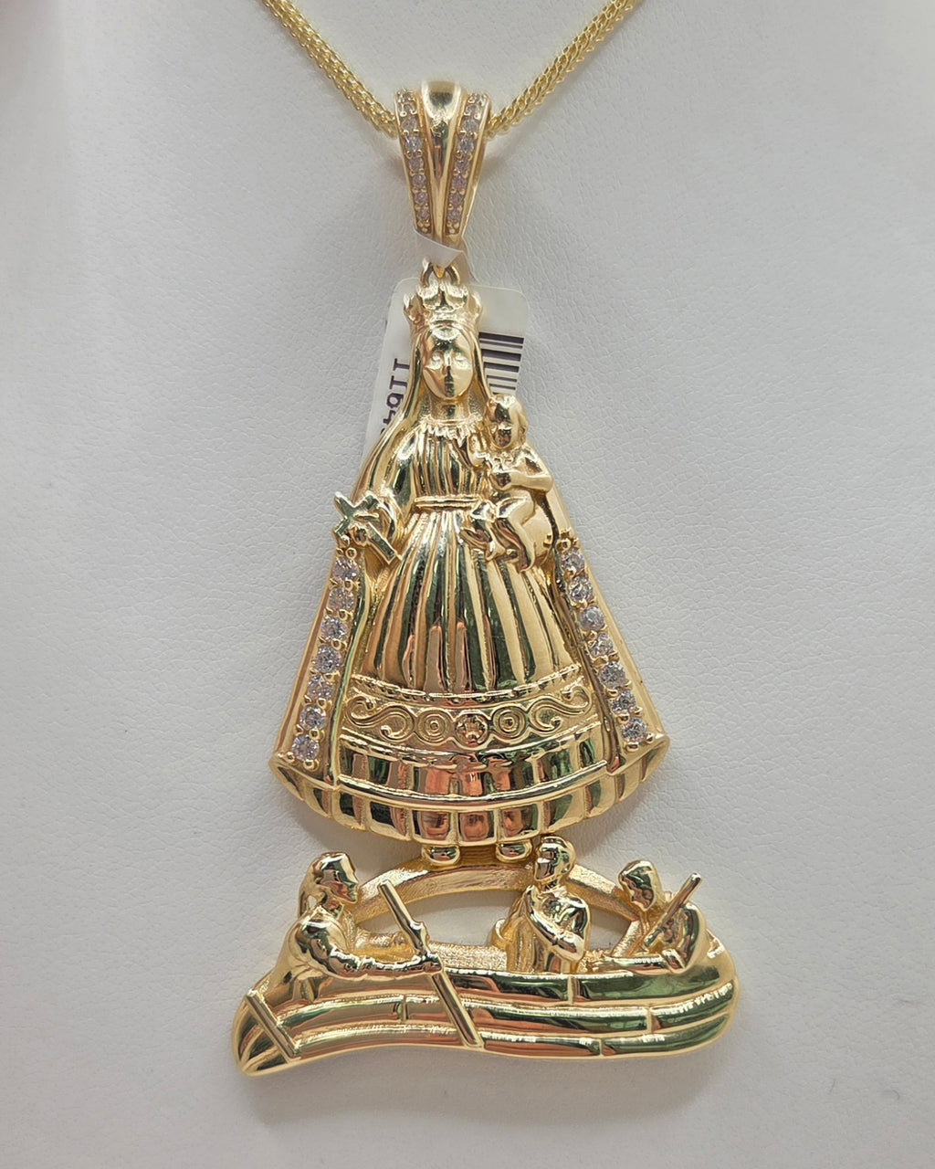 14KT CARIDAD PENDANT BODY CHAPE CZ Size MEDIUM Weight 5.7GR