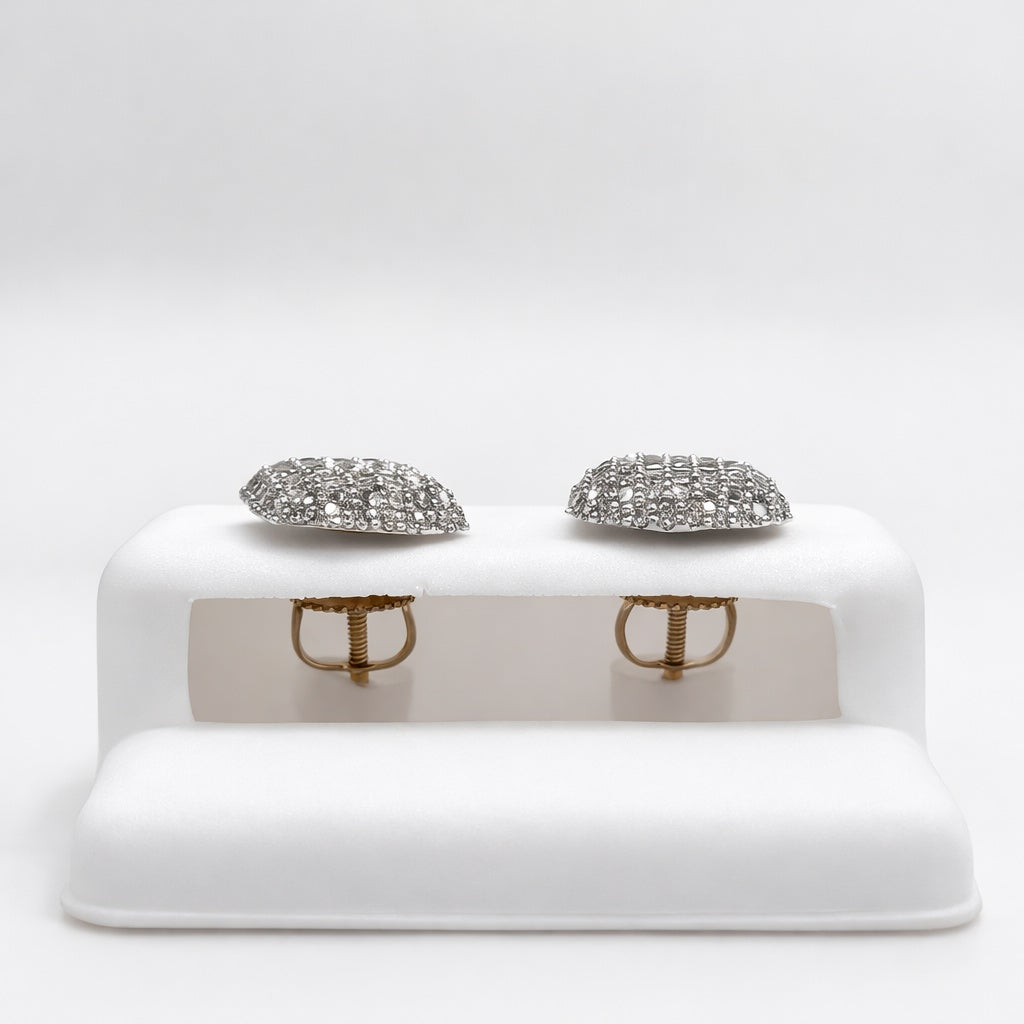 14KT ELEGANT FLAT DESIGN NATURAL DIAMOND EARRINGS
