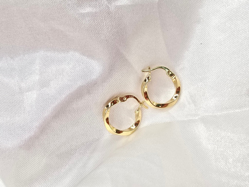 14KT DELICATE CROOKED HOOPS EARRINGS Size 1 Weight 1.3GR