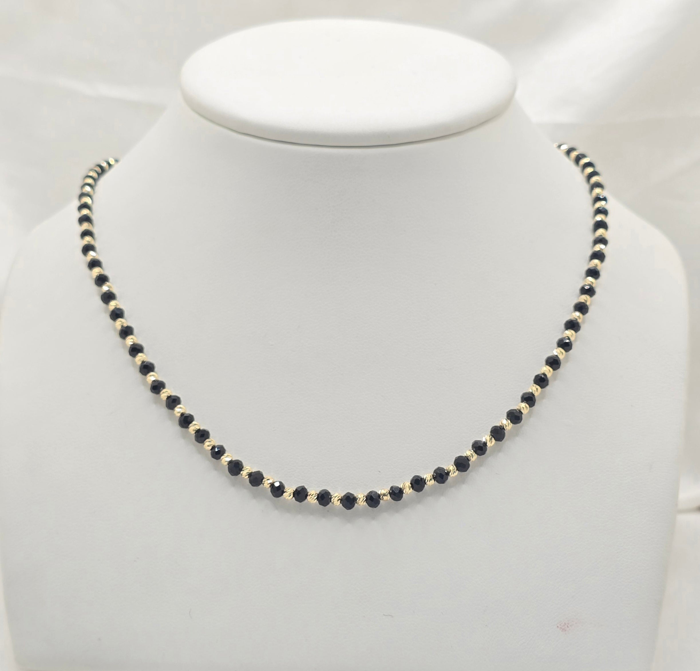 14KT YELLOW GOLD BEADED BALL CHAIN BLACK Size 18INCH 4.5MM Weight 7.6GR