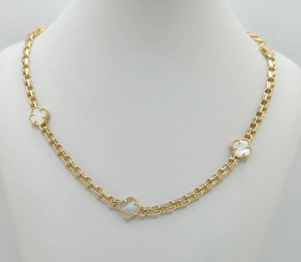 10KT FLOWER NECKLACE Size 4.5MM 16INCH Weigth 14.5GR