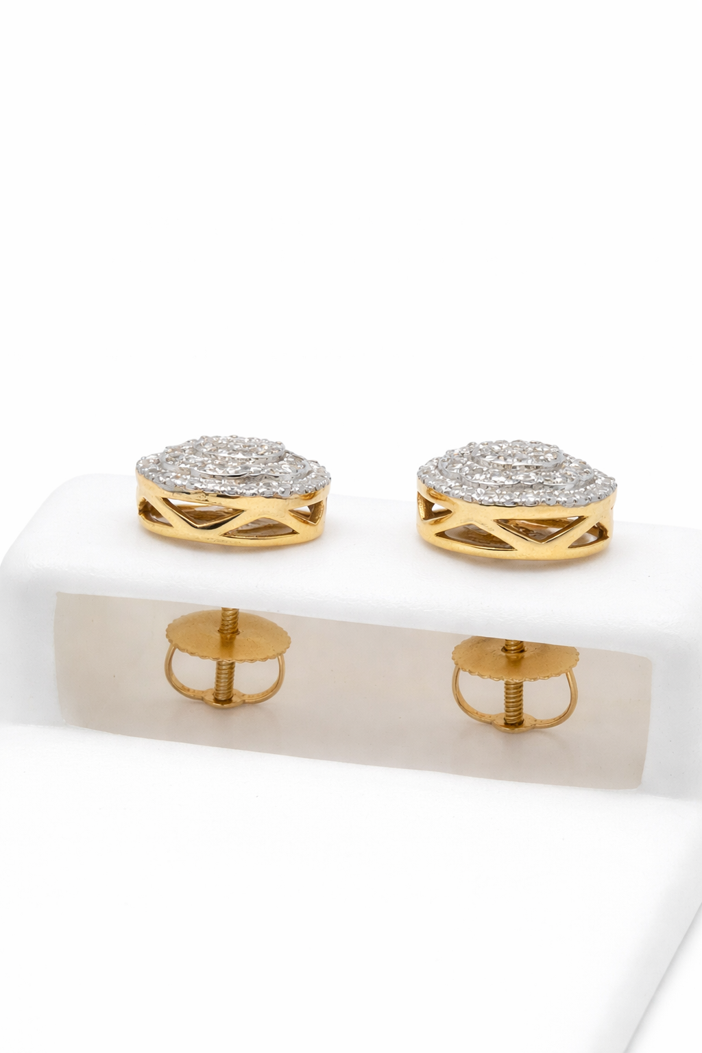 14KT ELGANT ROUND NATURAL DIAMOND  EARRINGS