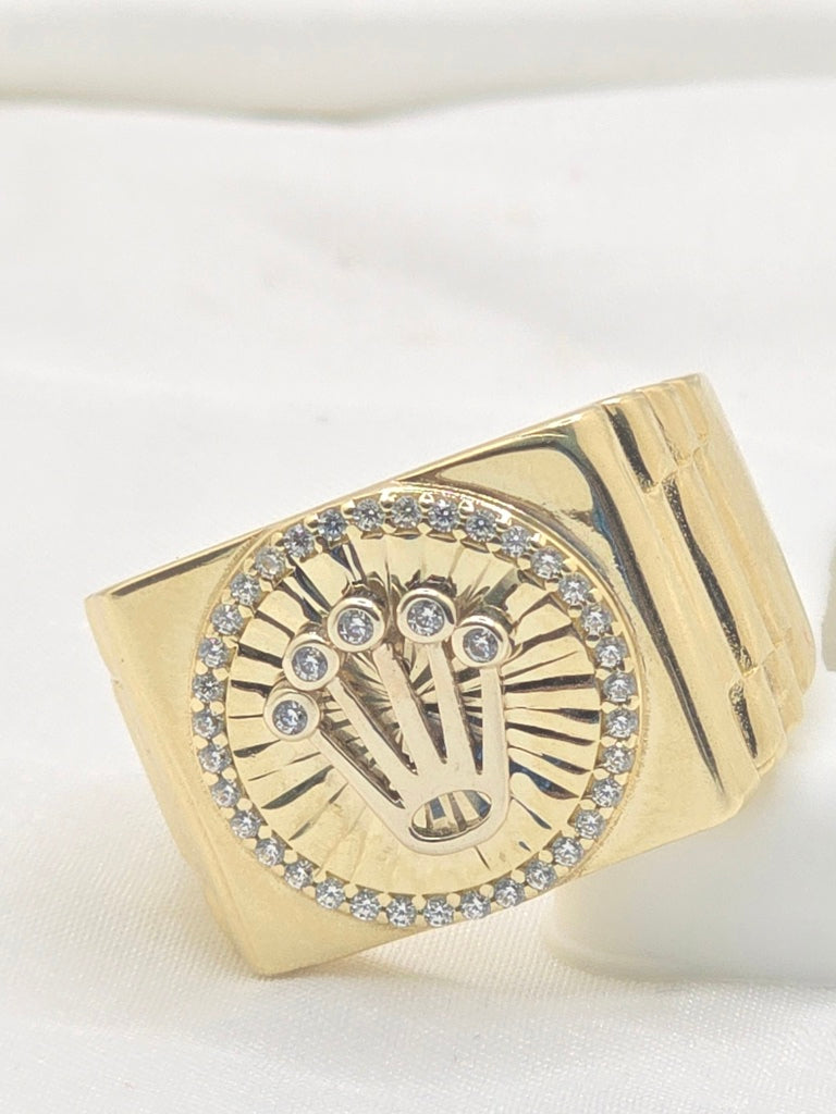 14KT SOLID BIG SQUARE SHAPE CROWN DETAIL RING Size 12.5 Weight 13.8GR