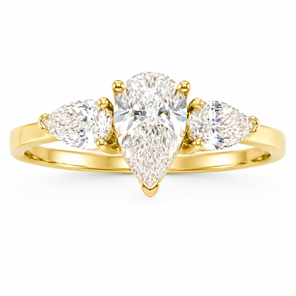 14KT LAB GROWN DIAMOND 3 STONE RING Size 7