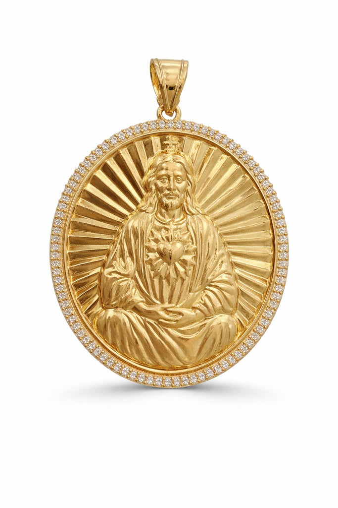 10KT CZ FRAME JESUS PENDANT Size LARGE Weigth 4.9GR