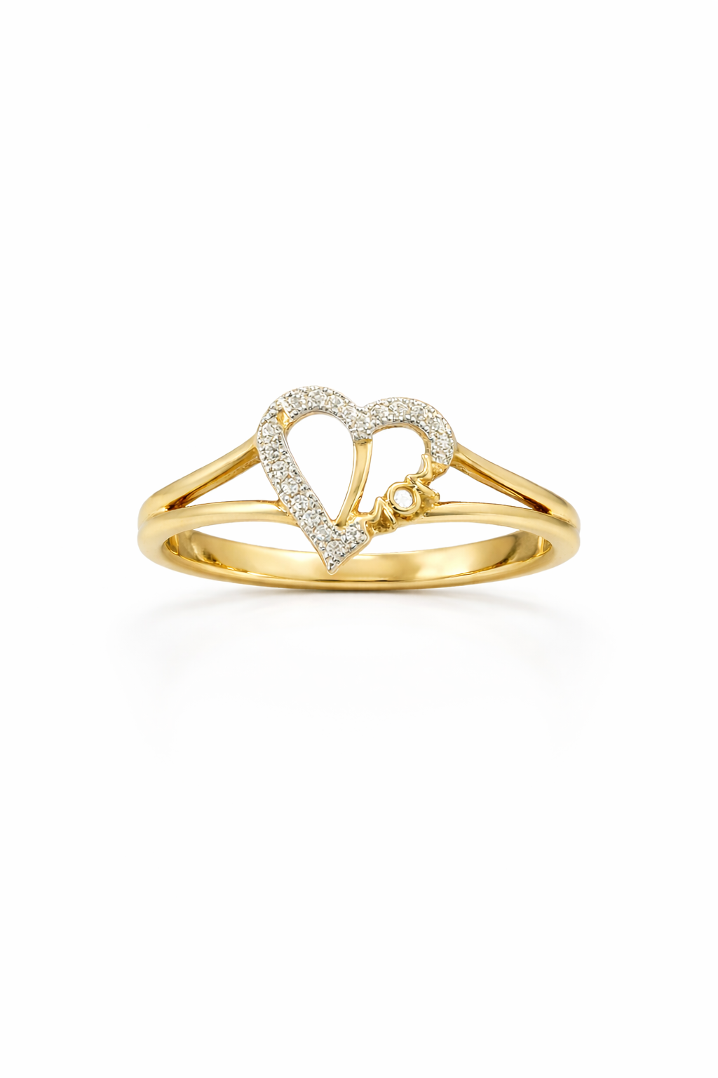 10KT DELICATE HEART DIAMOND WOMAN'S RING Size 7 Weight 2GR