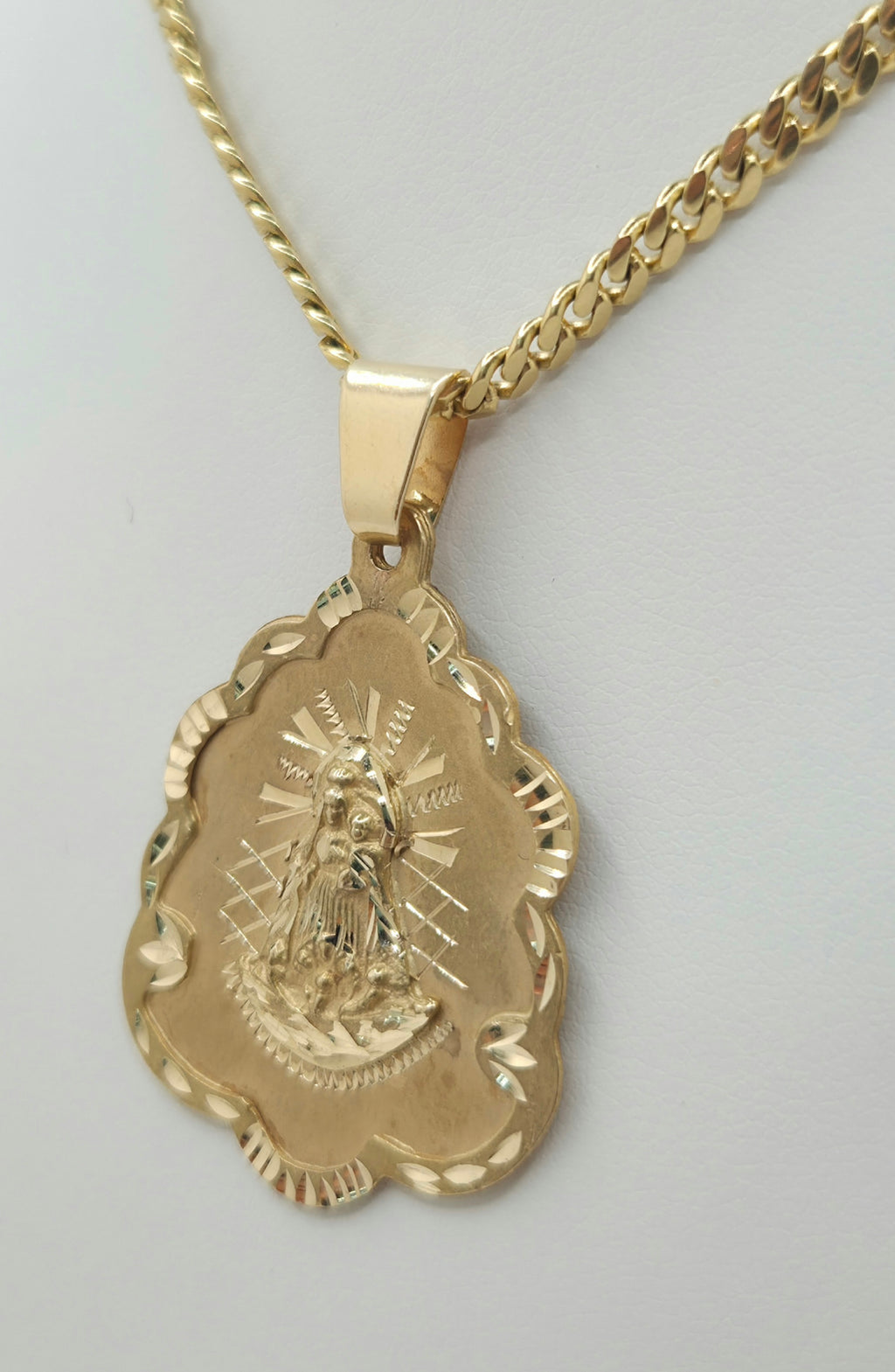 14KT Caridad del cobre pendant  Size 29X38.25MM Weight 7.9 GRS