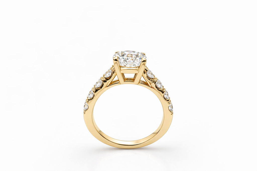 14KT ELEGANT ROUND LAB DIAMOND WOMAN'S RING Size 5.5 Weigth