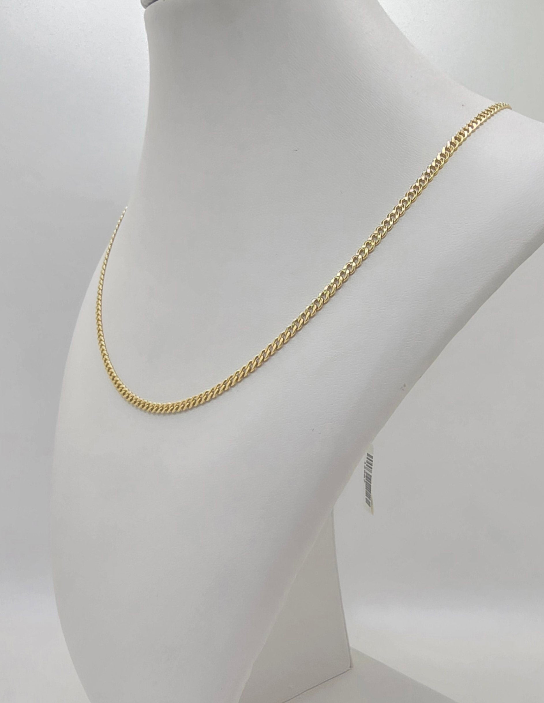 10KT HOLLOW CUBAN CURB FLAT CHAIN Size 18INCH 2.5MM Weight 1.9GR