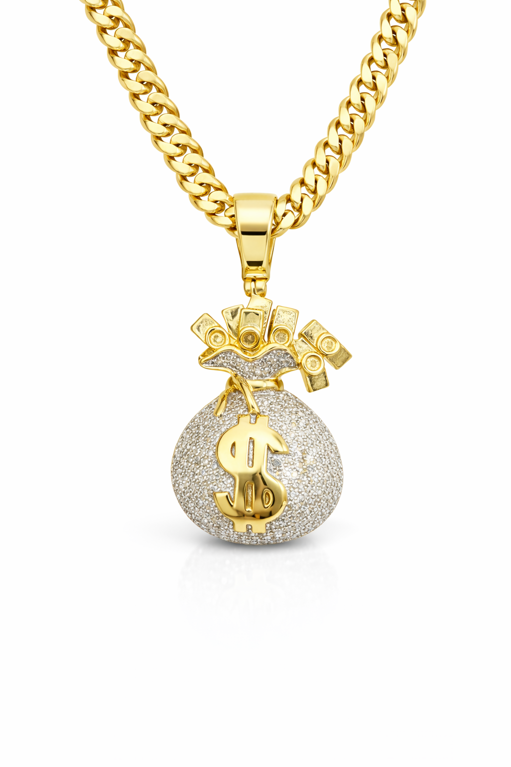 10KT NATURAL DIAMOND MONEY BAG PENDANT Size 1.04CT / 10.78GM