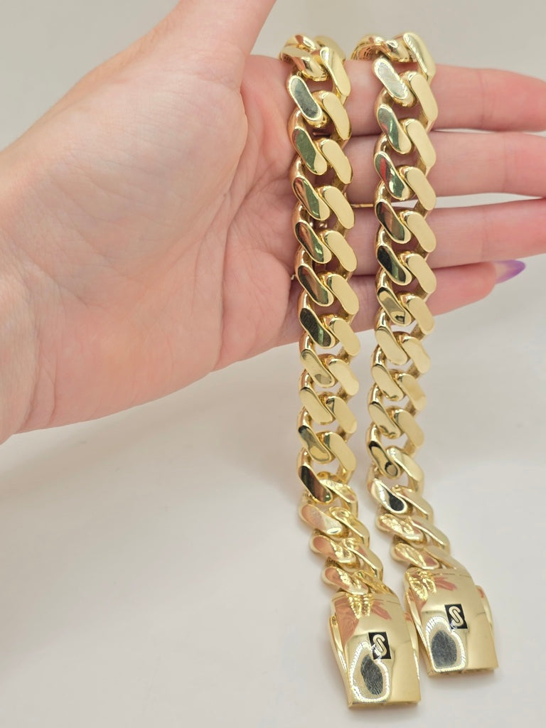 10KT CERTIFIED PLAIN MONACO BRACELET Size 9INCH 15.5MM Weight 24GR