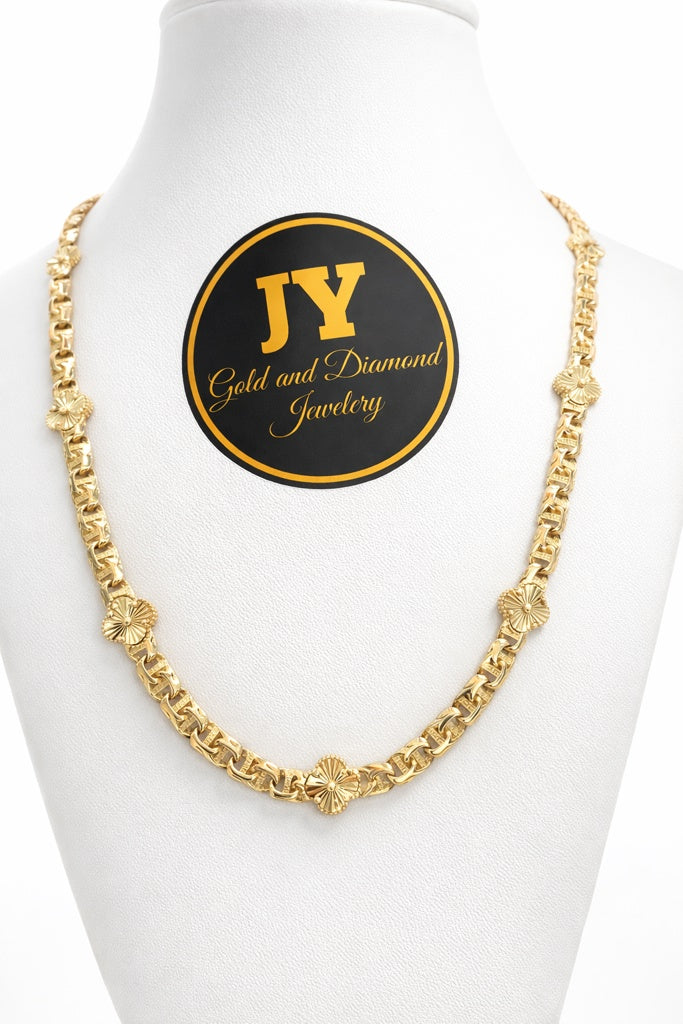 14KT FLOWER NECKLACE Size 18INCH  5MM Weigth 16.1GR