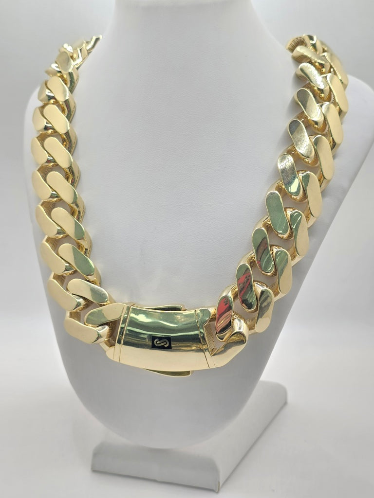 10KT CERTIFIED PLAIN MONACO CHAIN Size 26INCH 24MM Weight 100.3GR