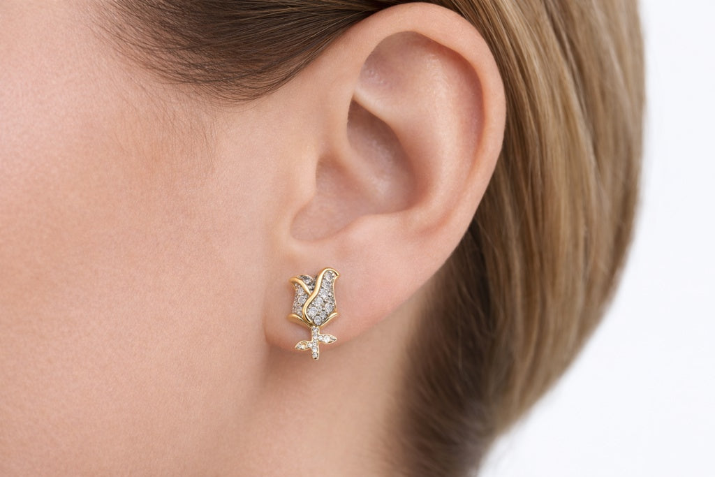 10KT ROSE DIAMOND EARRINGS Size 0.13CT