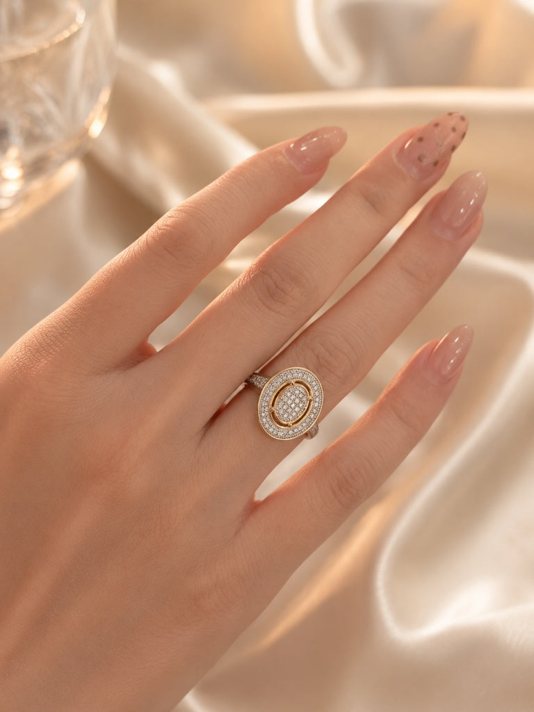 10KT ELEGANT OVAL DIAMOND RING Size 7/0.20CT