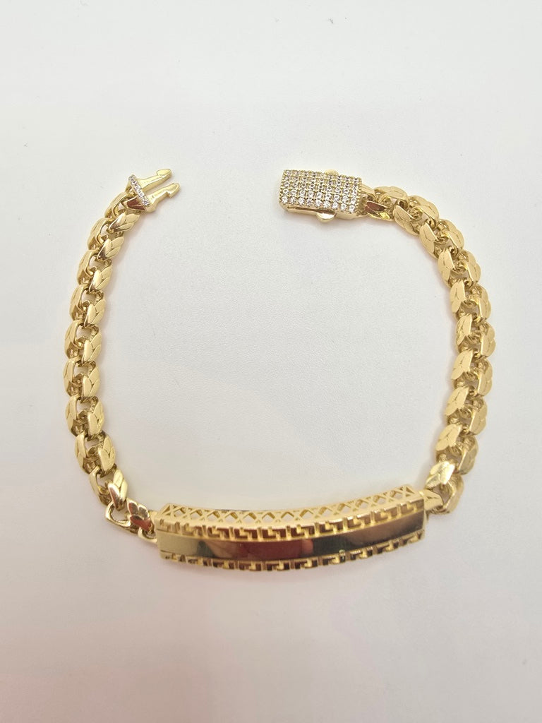 10KT ID CHINO LINK STYLE BRACELET Size 7INCH 5.5MM Weight 10.8GR