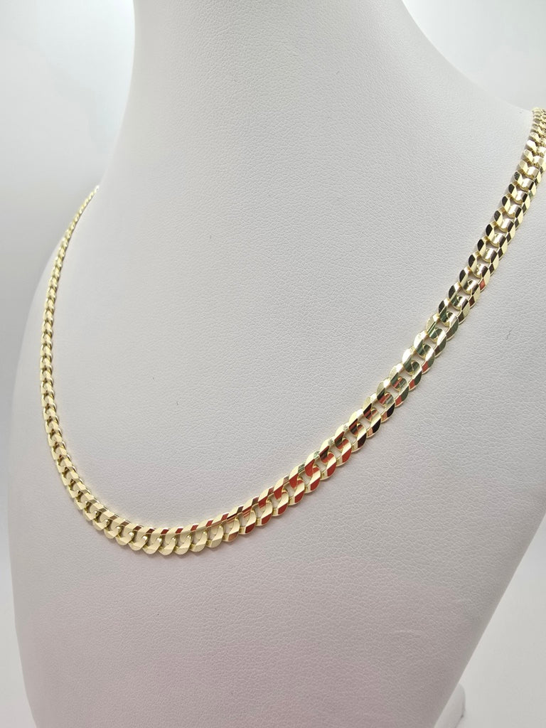 14KT SOLID CUBAN CURB FLAT CHAIN Size 20INCH 4MM Weight 8.1GR.