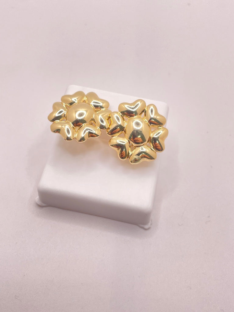 14KT MODERN HEART FLOWER EARRINGS Weight 4.26gr