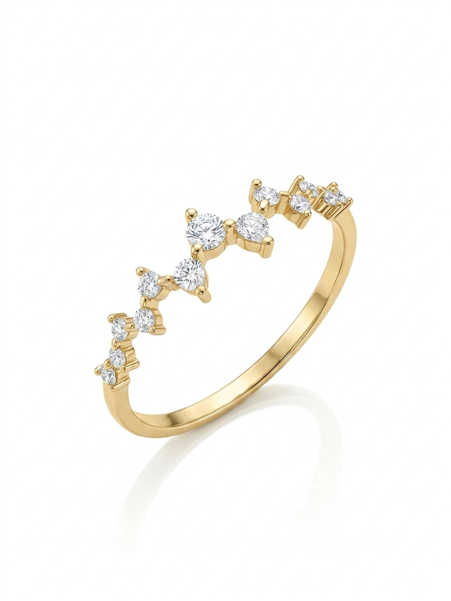 14KT ELEGANT RING WITH DELICATE CZ SIZE 7 Weight 1GR