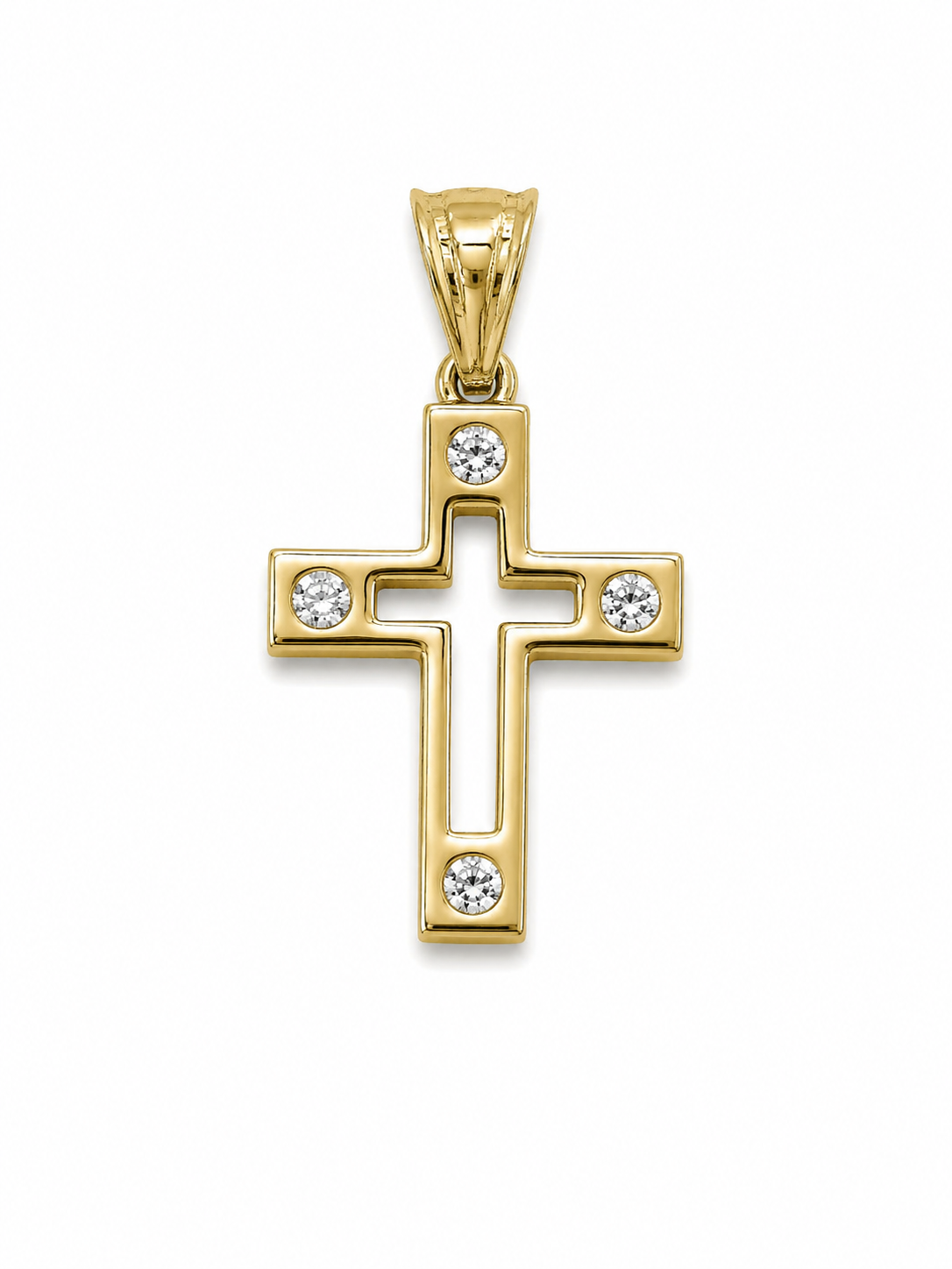 14KT EXTRA SMALL SQUARE CROSS PENDANT Size XS Weigth 0.8GR