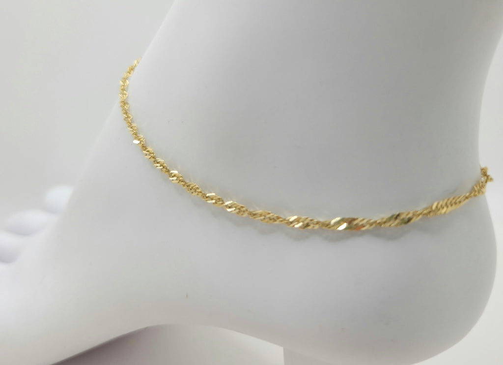 10KT SINGAPORE ANKLET BRACELET Size 10INCH Weight 2GR