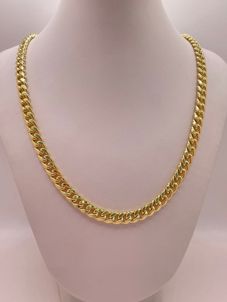 14KT SEMISOLID MIAMI CUBAN CHAIN 24INCH 7MM