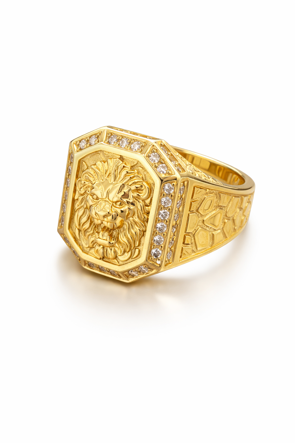 14KT NUGGETS LION FACE RING Size 12 Weigth 6.7GR