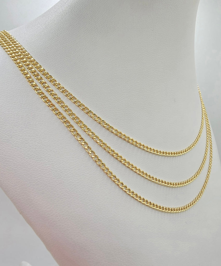 10KT HOLLOW CUBAN CURB FLAT CHAIN Size 16INCH 2MM Weight 1.7GR