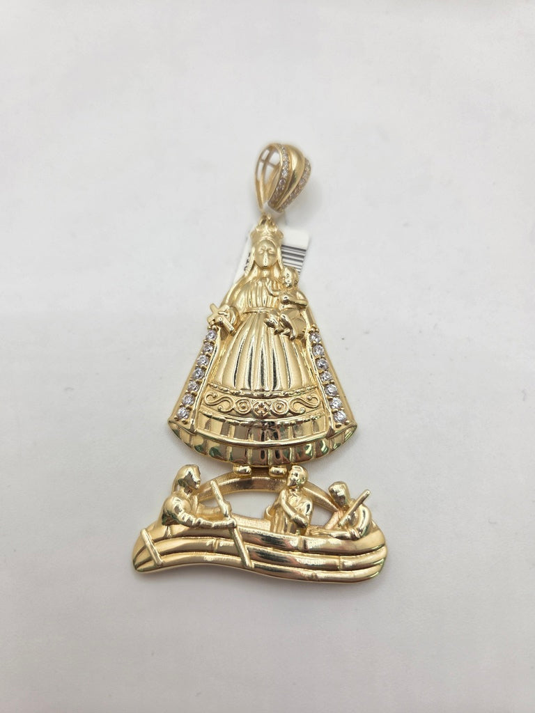 14KT CARIDAD PENDANT BODY CHAPE CZ Size MEDIUM Weight 5.7GR