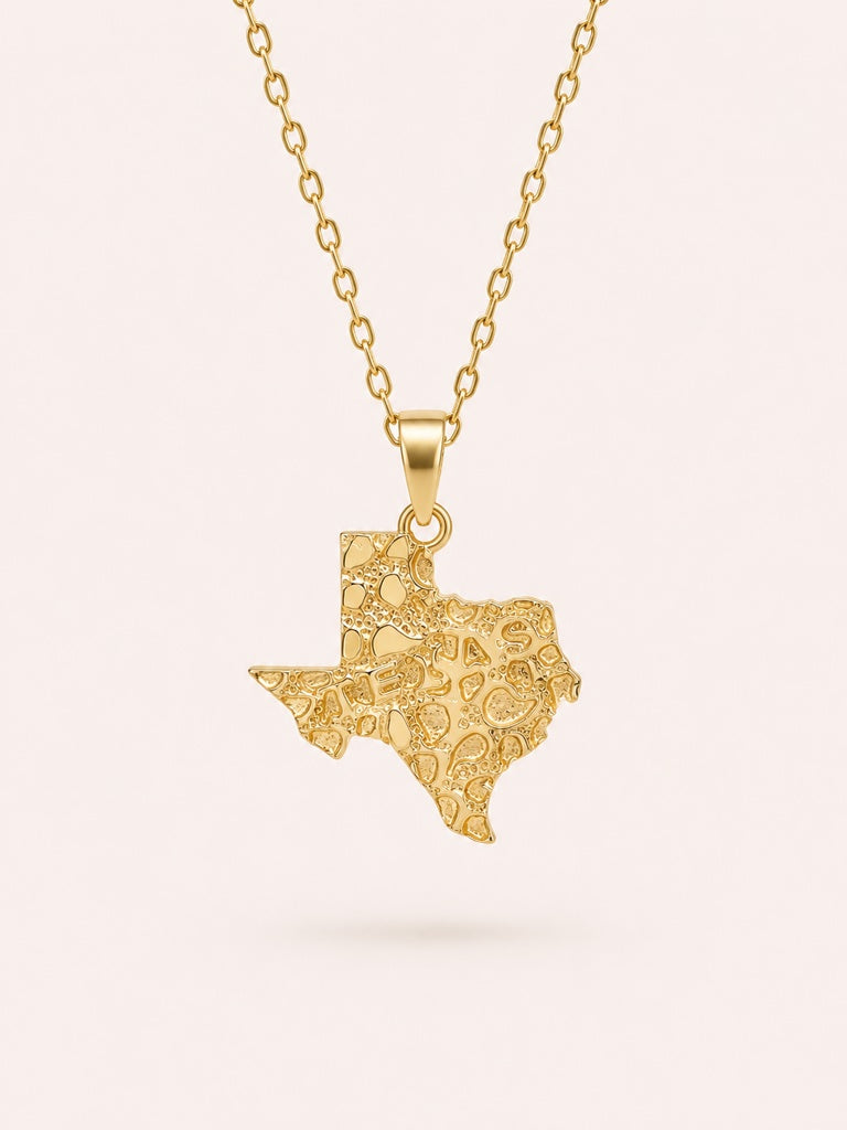 10KT SMALL NUGGET TEXAS MAP PENDANT Size  Weigth 0.8GR