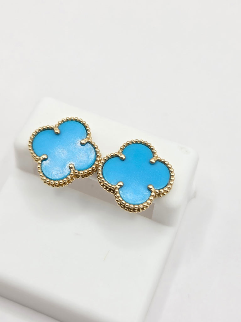 10KT LARGE BLUE SKY CLOVER EARRINGS Size LARGE Weigth 2.2GR