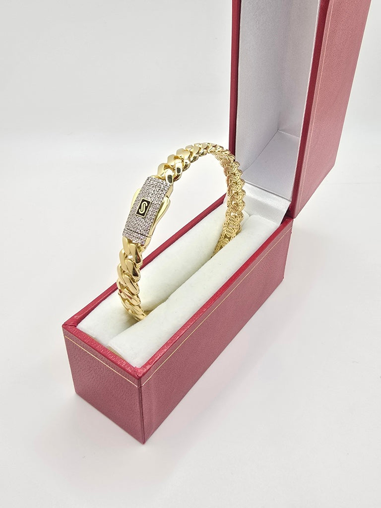 10KT CERTIFIED MONACO BANGLE CZ CLOSURE Size 9.5MM Weight 13.1GR