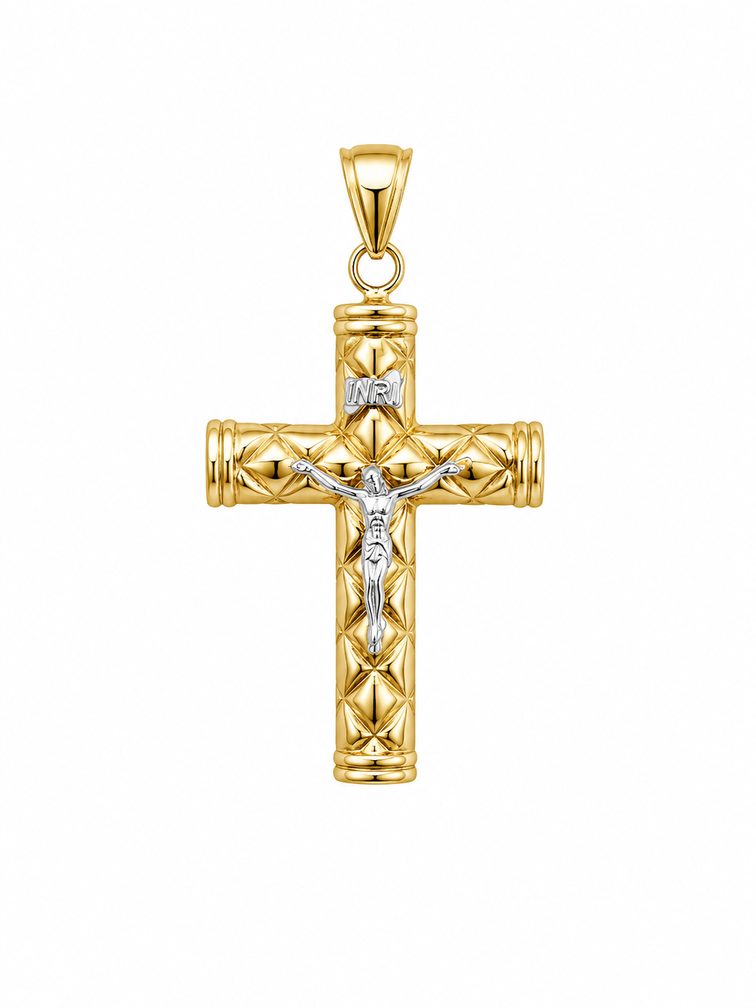 14KT LARGE CROSS PENDANT WITH A TWO-TONE JESUS CHRIST Weight 4GR