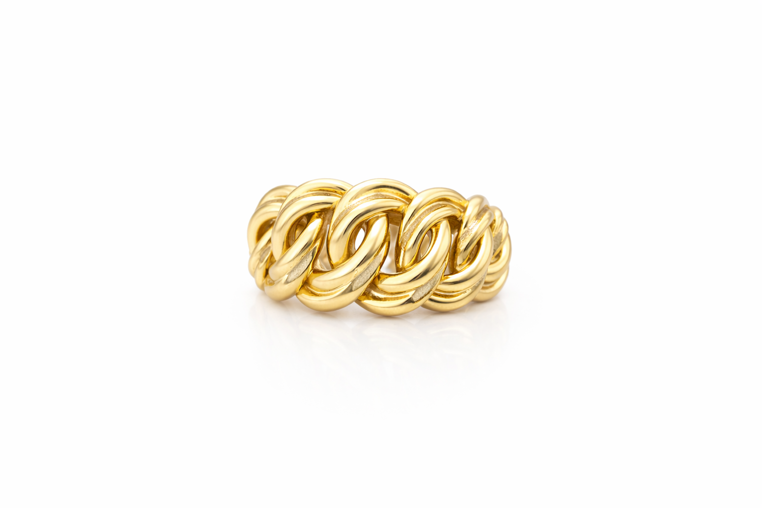 14KT CHAIN STYLE RING Size 6.5 & 7 & 7.5 Weight 3.9GR