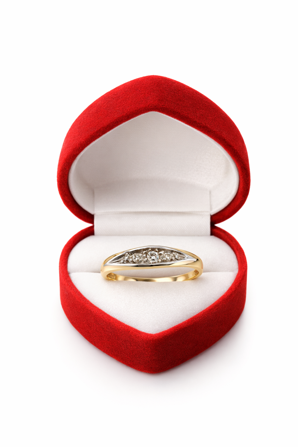 10KT TWO TONE DIAMOND BAND RING Size 10.5 Weigth 1.8GR
