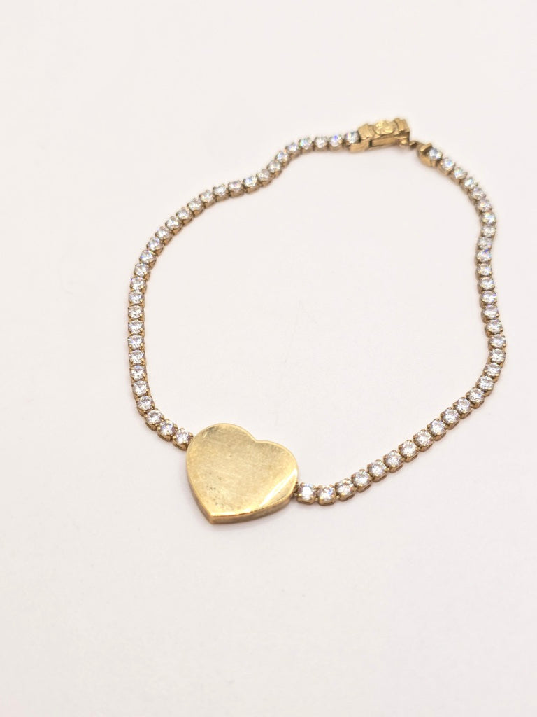 10KT TENNIS BRACELET WITH PLAIN HEART Size 7INCH Weight 6.7GR