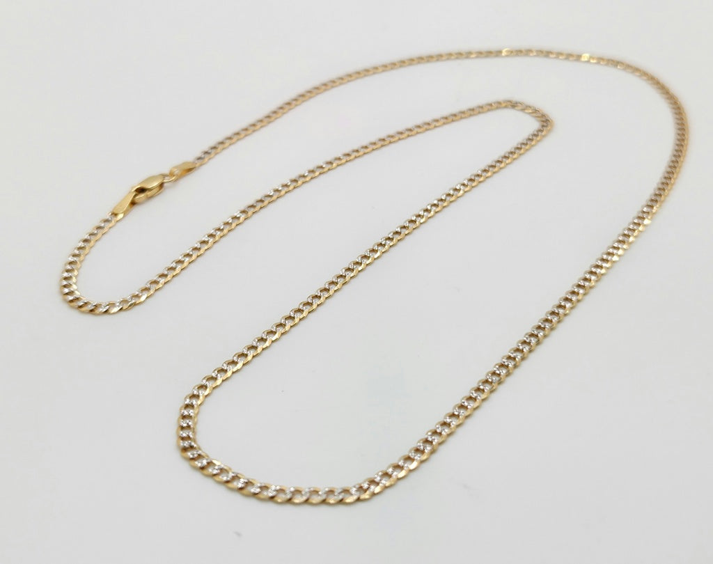 10KT TWO TONE CUBAN CURB FLAT CHAIN Size 22INCH 4MM Weight 7.2GR