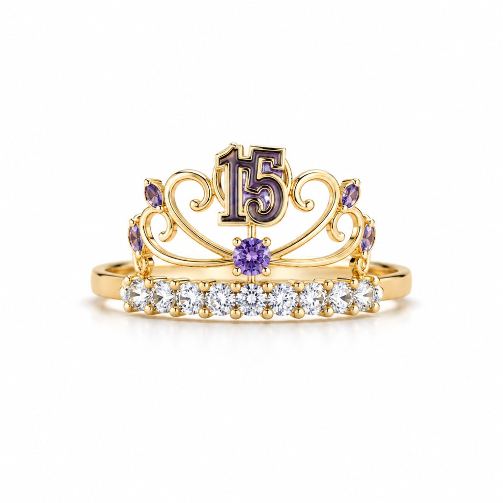10KT 15ANERA PURPLE CROWN RING Size 7.5 Weigth 3.4GR