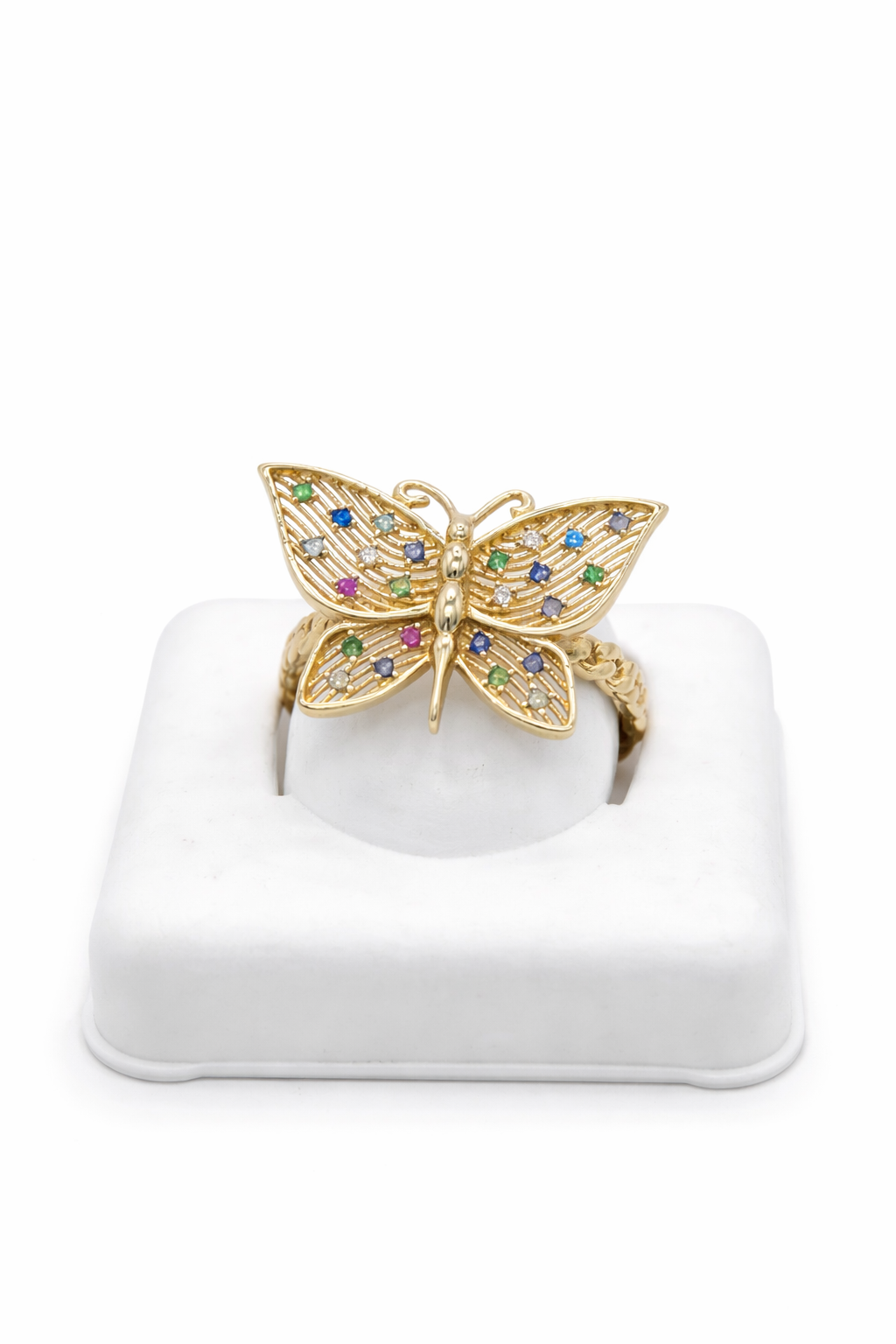 14KT BUTTERFLY CZ DETAIL RING Weight 3.4GR